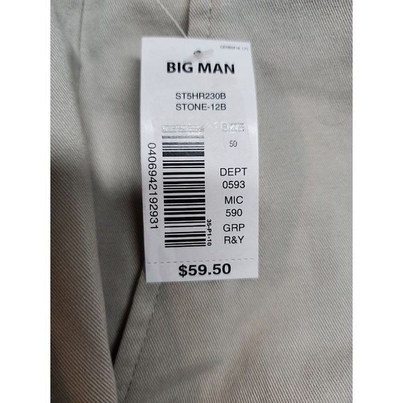 Roundtree & Yorke 50 Big Flat Front Washed Cotton 9" Inseam Shorts Khaki - Picture 3 of 8